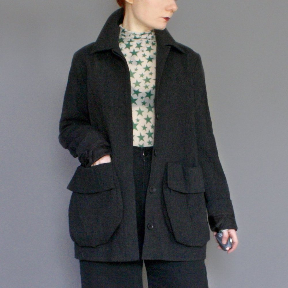 COS charcoal gray wool blend pocket coat jacket